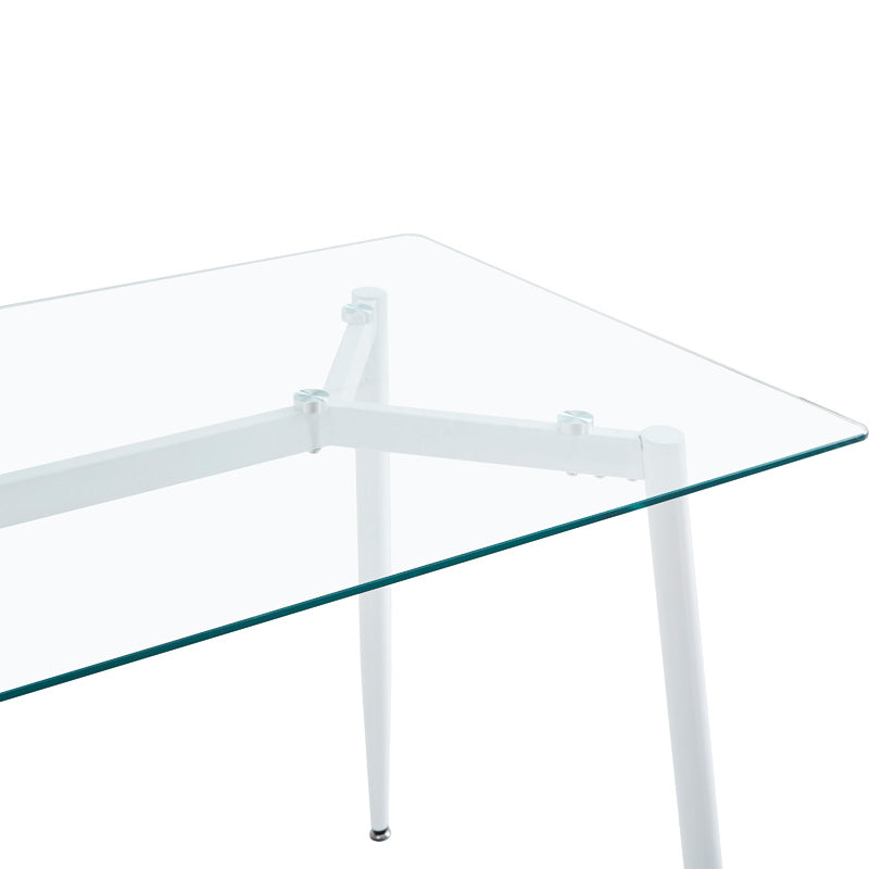 Dining table QUANA pakoworld transparent glass with white legs 120x70x75cm