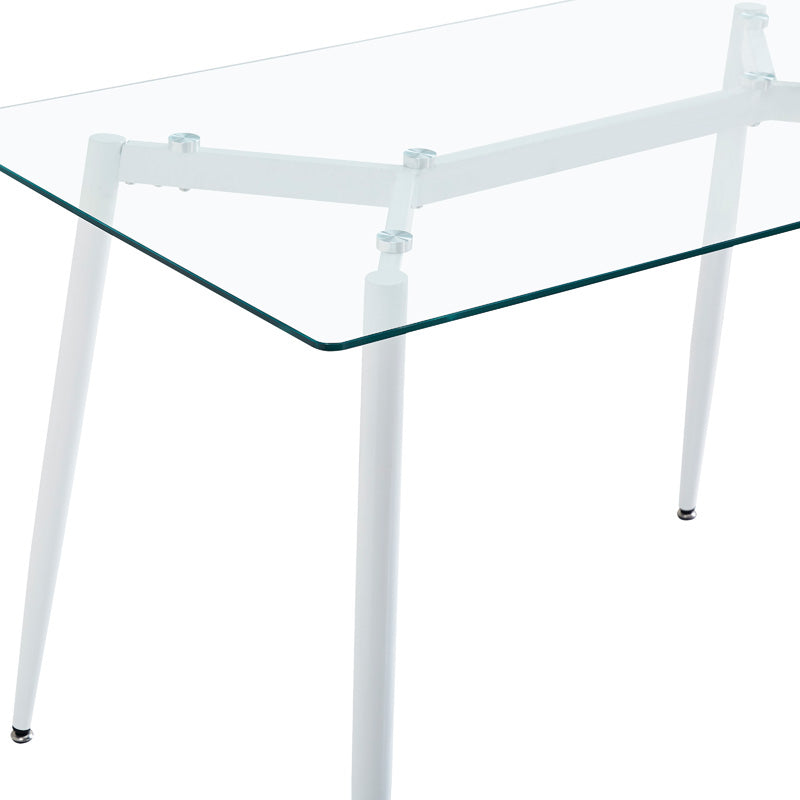 Dining table QUANA pakoworld transparent glass with white legs 120x70x75cm