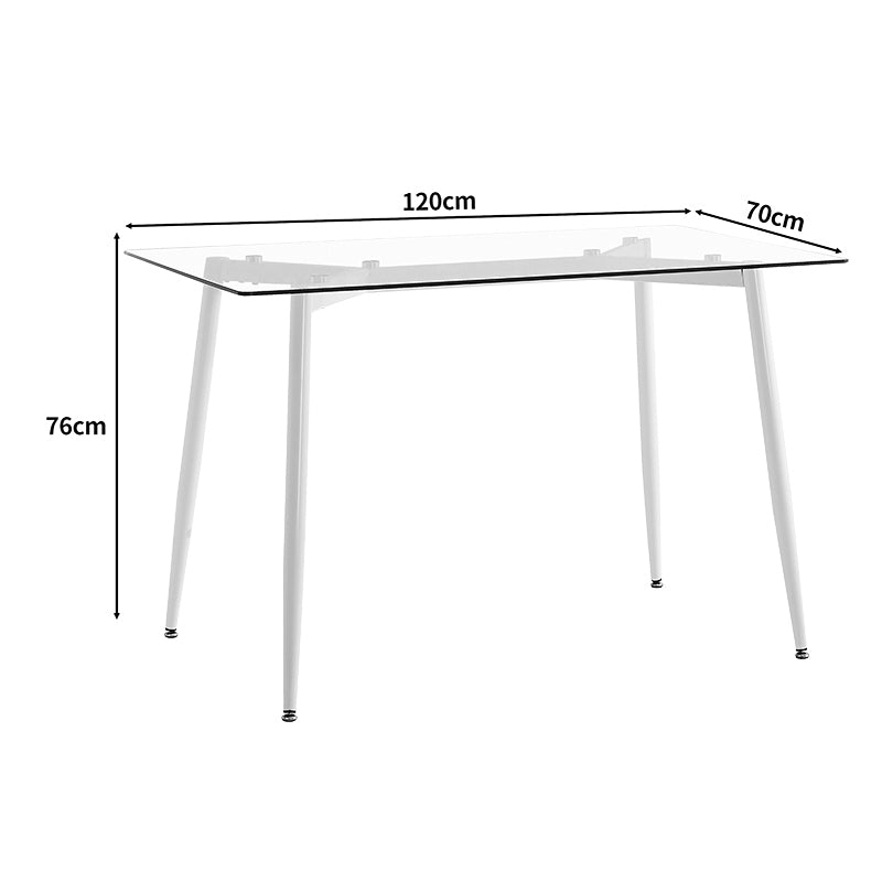 Dining table QUANA pakoworld transparent glass with white legs 120x70x75cm