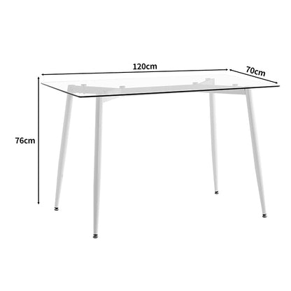 Dining table QUANA pakoworld transparent glass with white legs 120x70x75cm