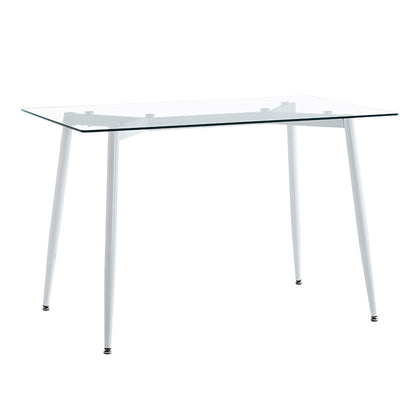 Dining table QUANA pakoworld transparent glass with white legs 120x70x75cm