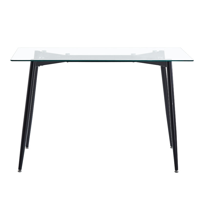 Dining table QUANA transparent glass with black legs 120x70x75cm