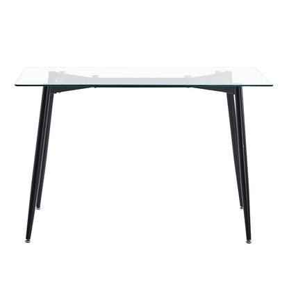 Dining table QUANA transparent glass with black legs 120x70x75cm