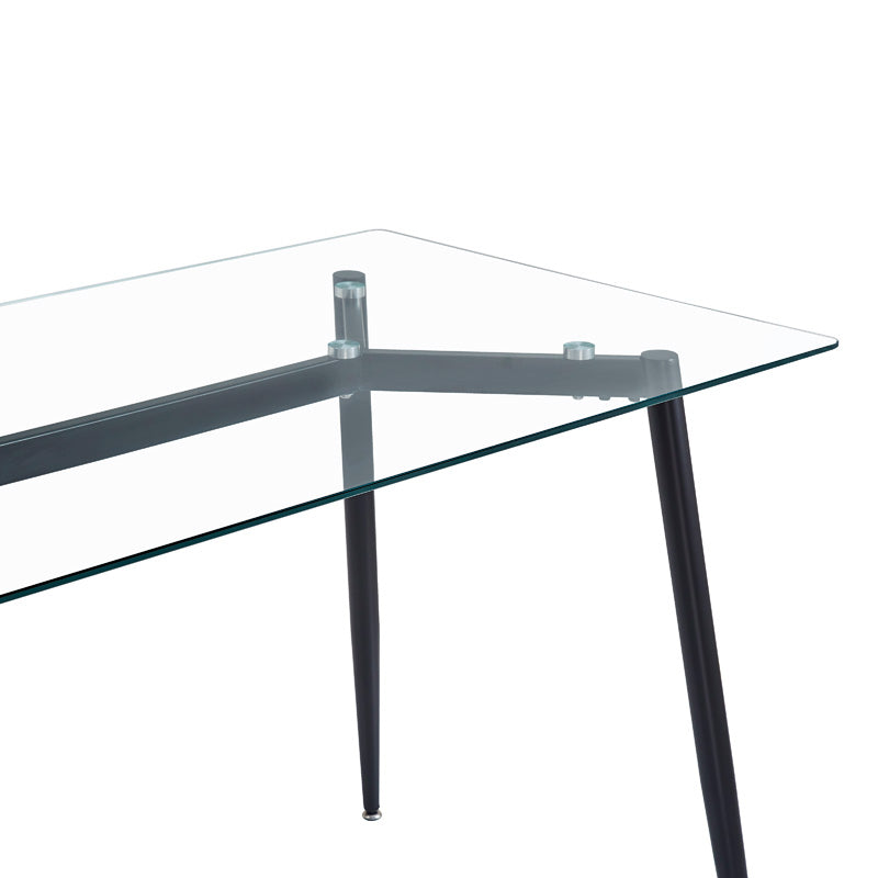 Dining table QUANA transparent glass with black legs 120x70x75cm