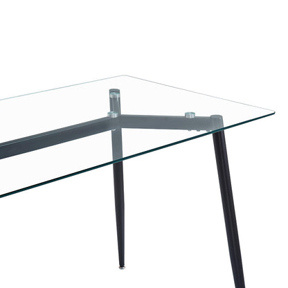 Dining table QUANA transparent glass with black legs 120x70x75cm