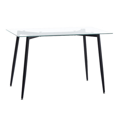 Dining table QUANA pakoworld transparent glass with black legs 120x70x75cm
