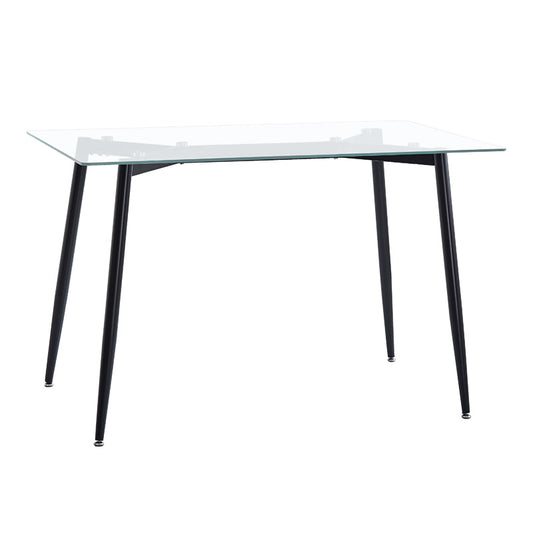 Dining table QUANA pakoworld transparent glass with black legs 120x70x75cm