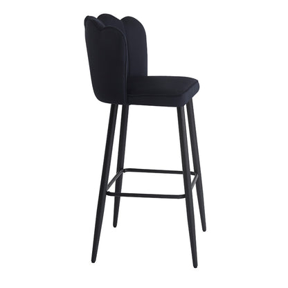 Bar stool Velvi pakoworld velvet in black color 43X62X95cm