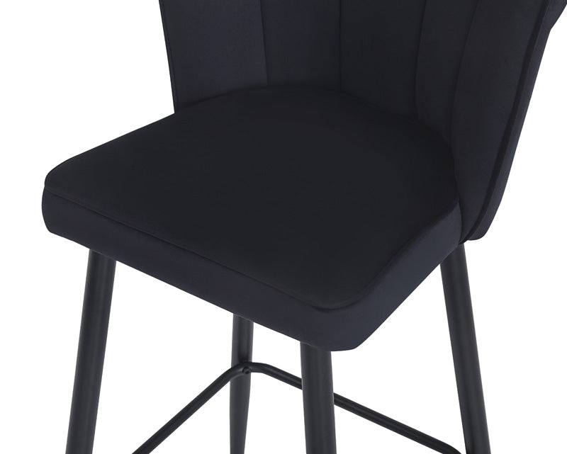 Bar stool Velvi pakoworld velvet in black color 43X62X95cm