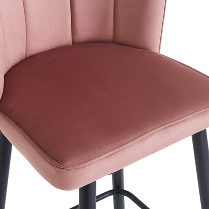 Bar stool Velvi pakoworld velvet in rotten apple color 43x62x95cm