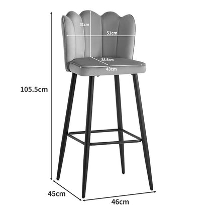 Bar stool Velvi pakoworld velvet in rotten apple color 43x62x95cm
