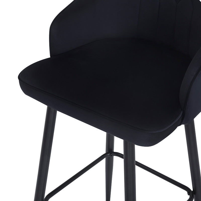 Bar stool Velva pakoworld velvet in black color 49x63x113cm