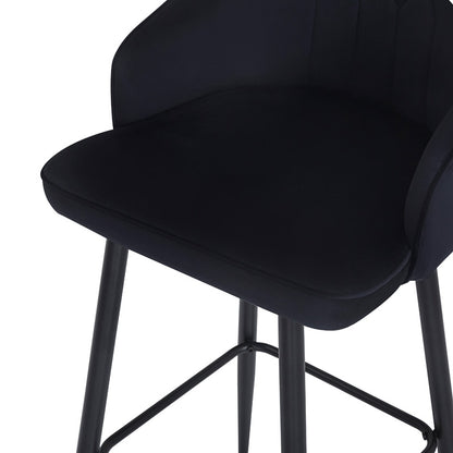 Bar stool Velva pakoworld velvet in black color 49x63x113cm