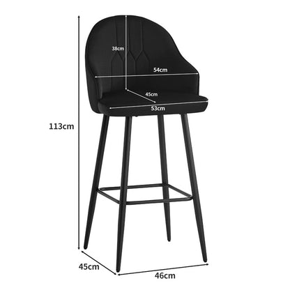 Bar stool Velva pakoworld velvet in black color 49x63x113cm