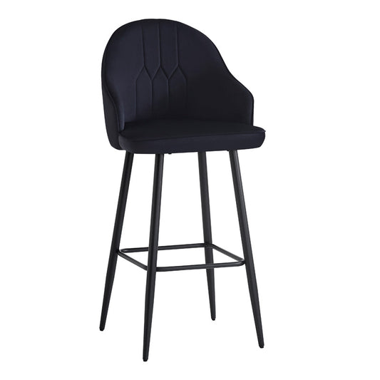 Bar stool Velva pakoworld velvet in black color 49x63x113cm