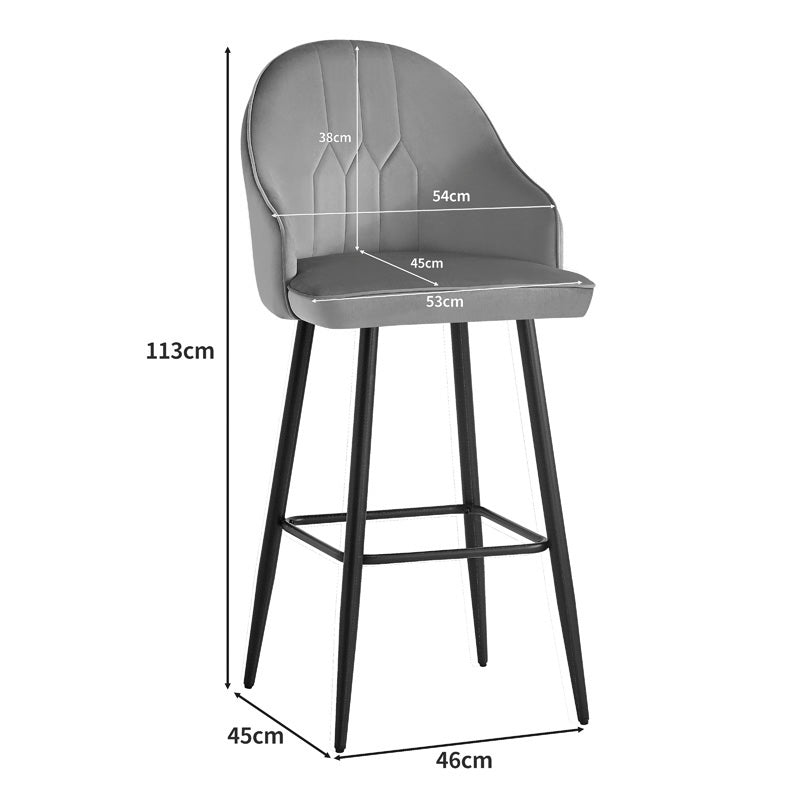 Bar stool Velva pakoworld velvet in rotten apple color 49x63x113cm