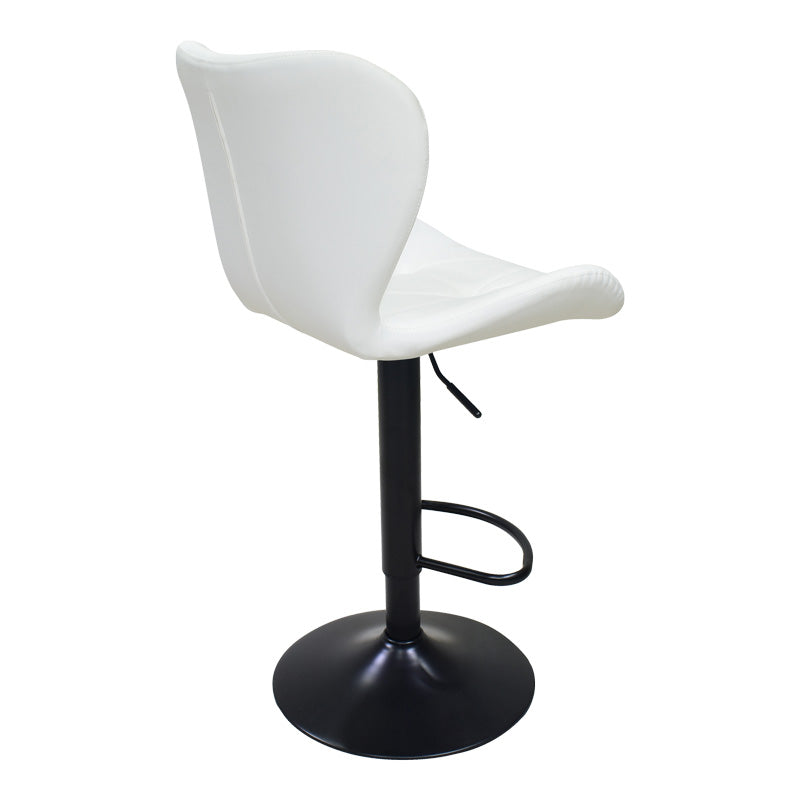 Bar stool Coozy adjustable height black matte metal with pu in white color 46x47x90-112cm
