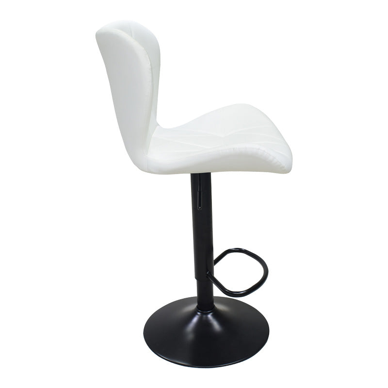 Bar stool Coozy adjustable height black matte metal with pu in white color 46x47x90-112cm