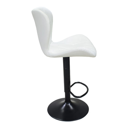 Bar stool Coozy adjustable height black matte metal with pu in white color 46x47x90-112cm
