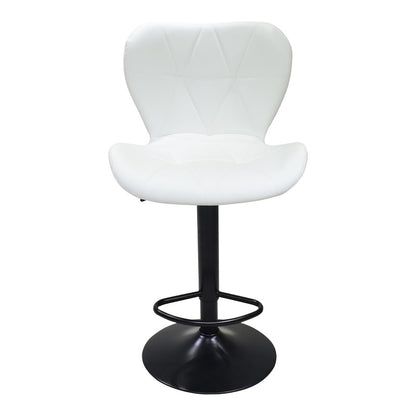 Bar stool Coozy adjustable height black matte metal with pu in white color 46x47x90-112cm