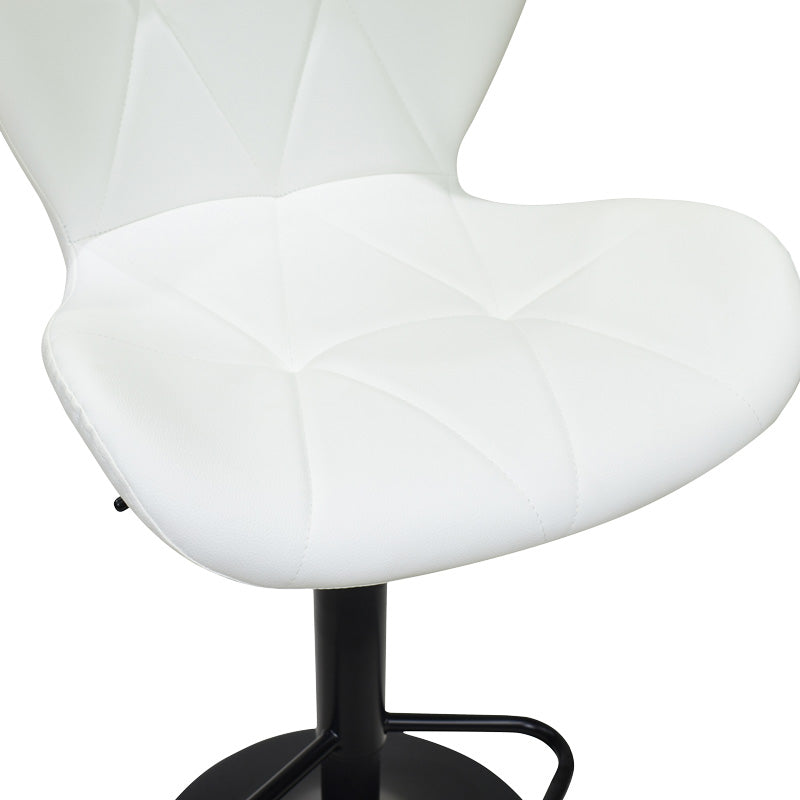 Bar stool Coozy adjustable height black matte metal with pu in white color 46x47x90-112cm