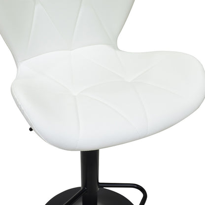 Bar stool Coozy adjustable height black matte metal with pu in white color 46x47x90-112cm