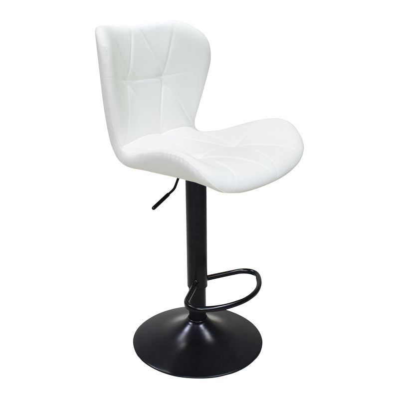 Bar stool Coozy adjustable height black matte metal with pu in white color 46x47x90-112cm