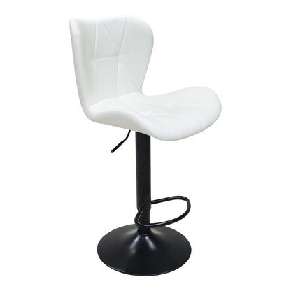 Bar stool Coozy adjustable height black matte metal with pu in white color 46x47x90-112cm