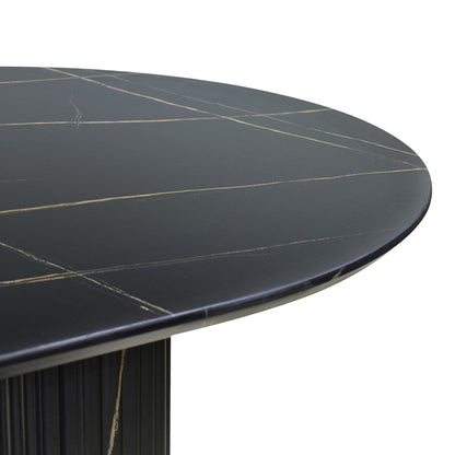 Dining table Nembou pakoworld mdf in black and gold color 210x100x76cm