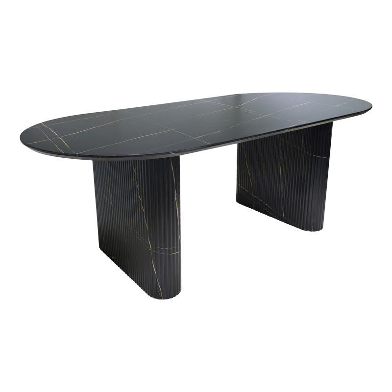Dining table Nembou pakoworld mdf in black and gold color 210x100x76cm