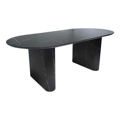 Dining table Nembou pakoworld mdf in black and gold color 210x100x76cm