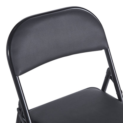 Foldable chair Niro pakoworld pu-metal in black color 46x46x79cm