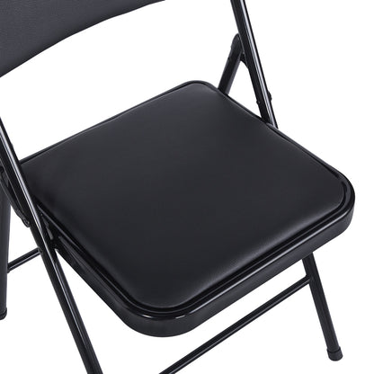 Foldable chair Niro pakoworld pu-metal in black color 46x46x79cm