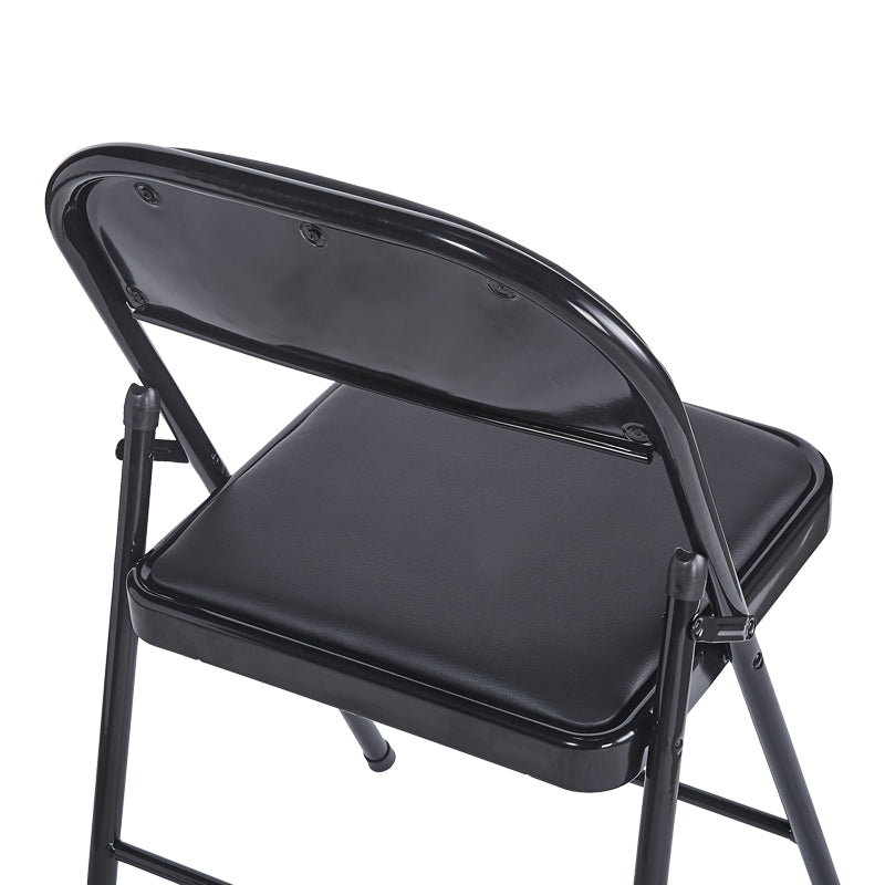 Foldable chair Niro pakoworld pu-metal in black color 46x46x79cm