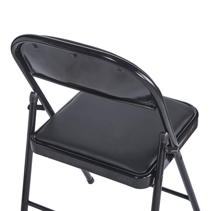 Foldable chair Niro pakoworld pu-metal in black color 46x46x79cm