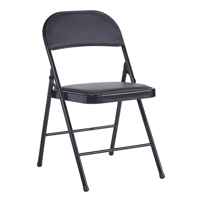 Foldable chair Niro pakoworld pu-metal in black color 46x46x79cm