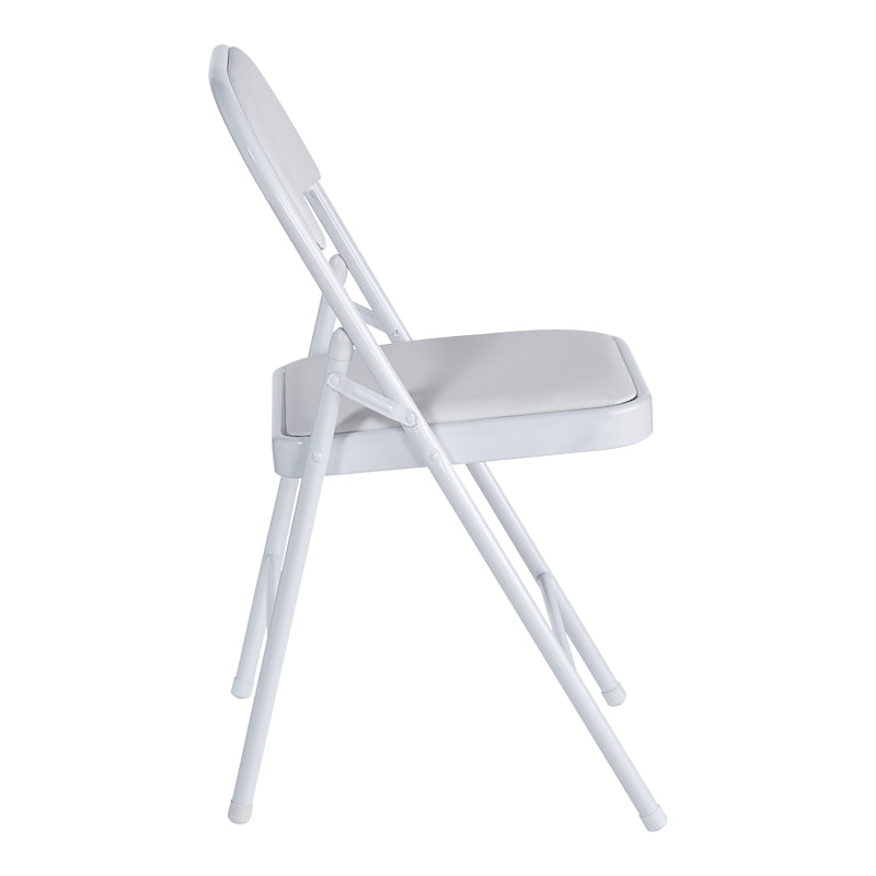 Foldable chair Niro pakoworld pu-metal in white color 46x46x79cm