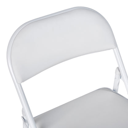 Foldable chair Niro pakoworld pu-metal in white color 46x46x79cm