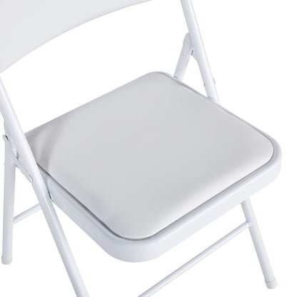 Foldable chair Niro pakoworld pu-metal in white color 46x46x79cm