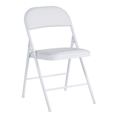 Foldable chair Niro pakoworld pu-metal in white color 46x46x79cm