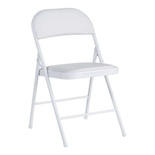 Foldable chair Niro pu-metal in white color 46x46x79cm
