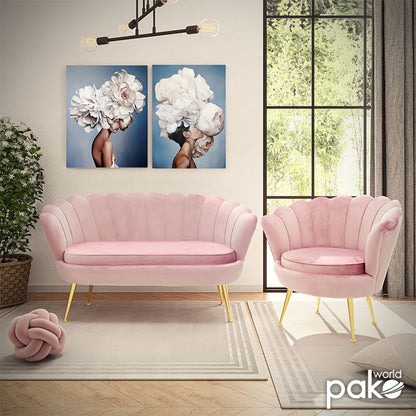 Armchair Daimon pakoworld velvet pink-golden 79x74x78cm