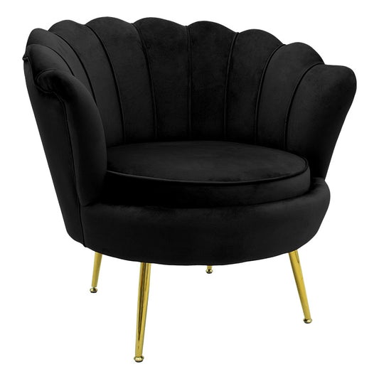 Armchair Daimon pakoworld velvet black-golden 79x74x78cm