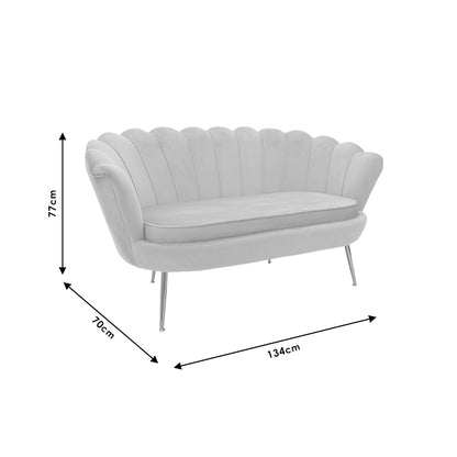 2 seater sofa Daimon pakoworld velvet grey 134x70x77cm