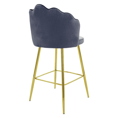 Bar stool Nataly pakoworld velvet grey-metal golden