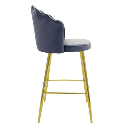 Bar stool Nataly pakoworld velvet grey-metal golden