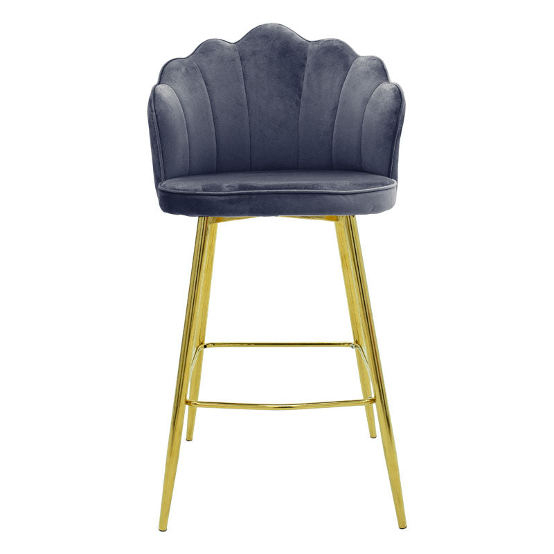 Bar stool Nataly pakoworld velvet grey-metal golden