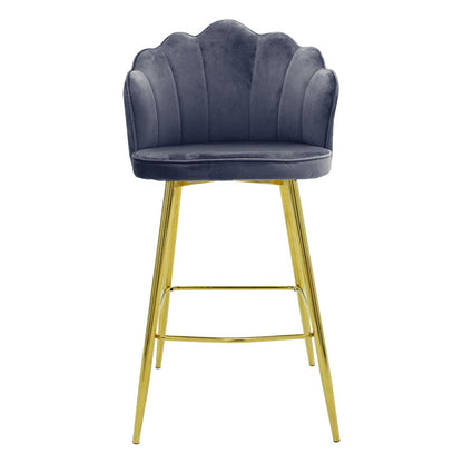 Bar stool Nataly pakoworld velvet grey-metal golden