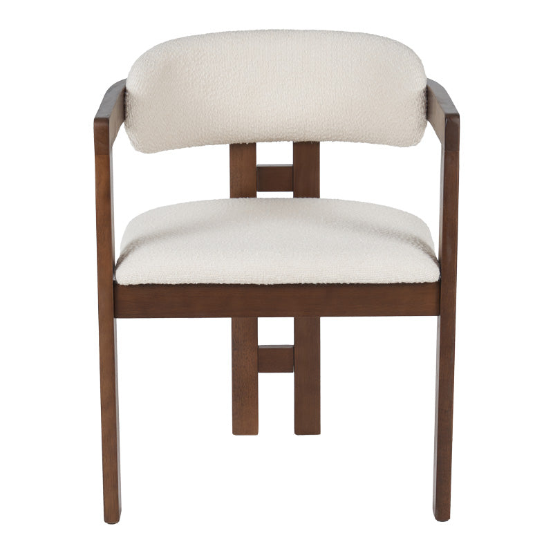 Winsor rubberwood armchair in beige with walnut color leg 58.5x51x76cm
