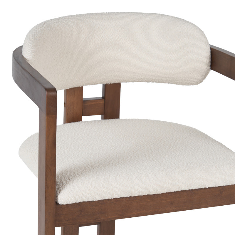 Winsor rubberwood armchair in beige with walnut color leg 58.5x51x76cm